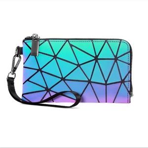 Reflective Zip Clutch Wallet